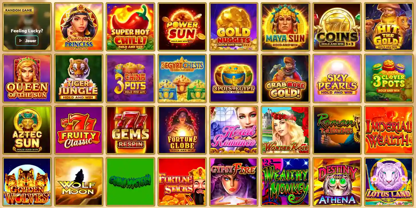Bibliothèque de machines à sous de Betcleo Casino avec une sélection de jeux populaires