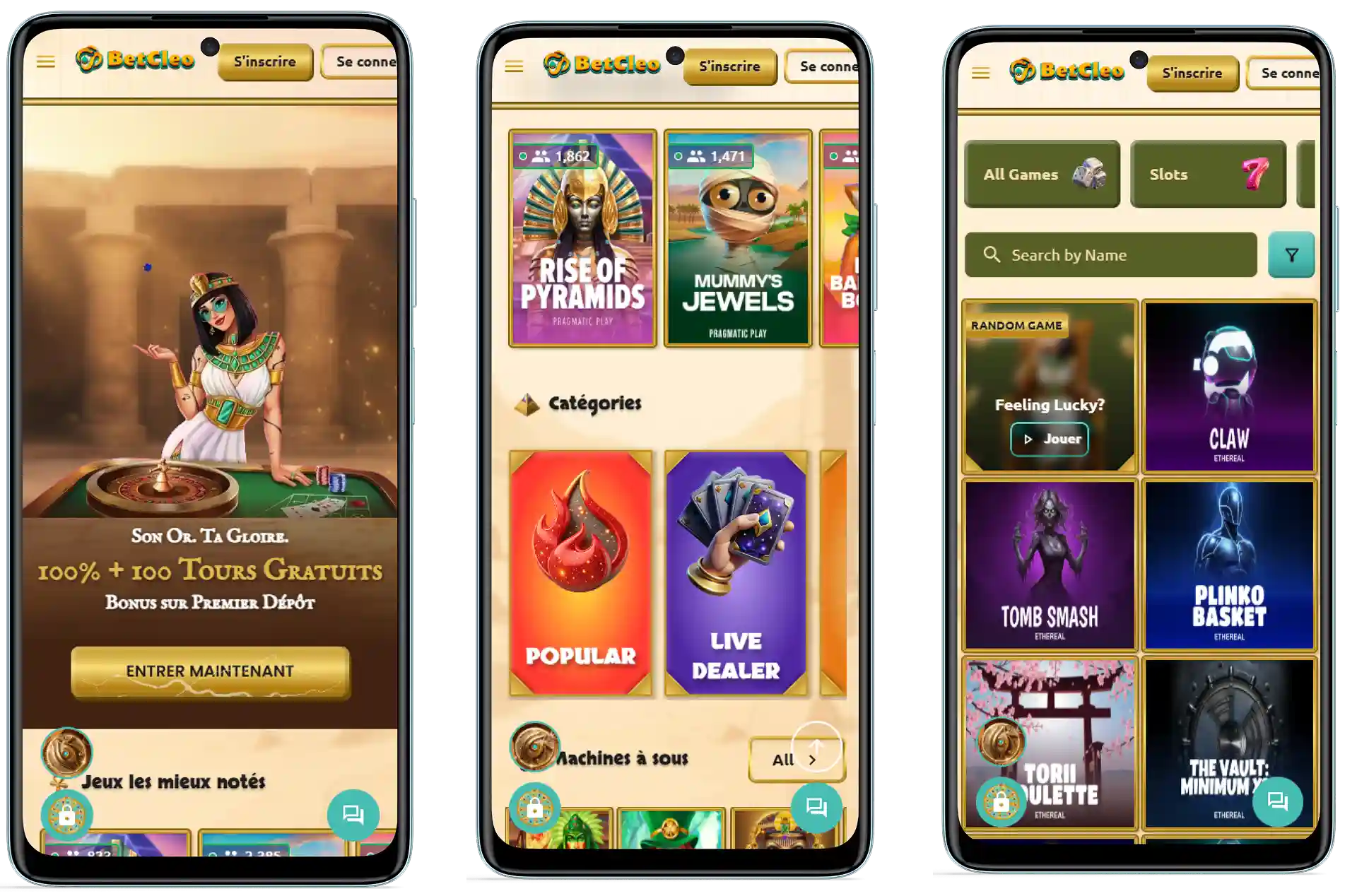 Version mobile PWA de Betcleo Casino sur smartphone avec les jeux et la navigation