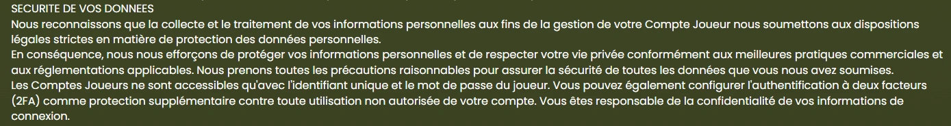 Politique de sécurité et protection des données personnelles sur Betcleo Casino